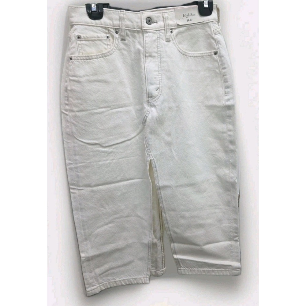 Abercrombie & Fitch White High Rise Denim Midi Skirt Size 26 2P Petite NEW